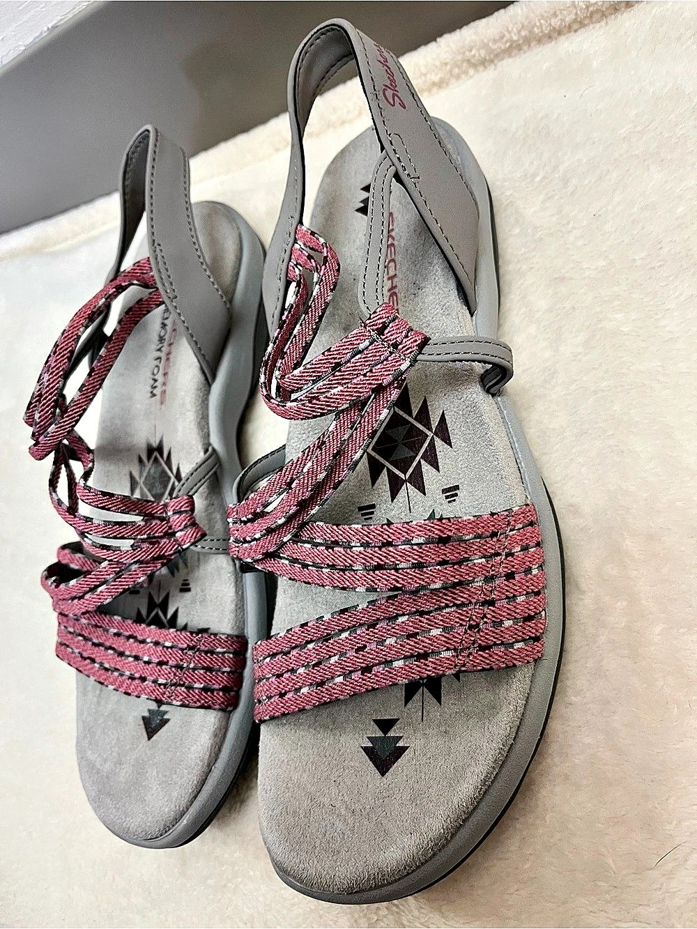 Skechers Reggae Strappy Sandals Gray & Pink Size 7 - Picture 6 of 12